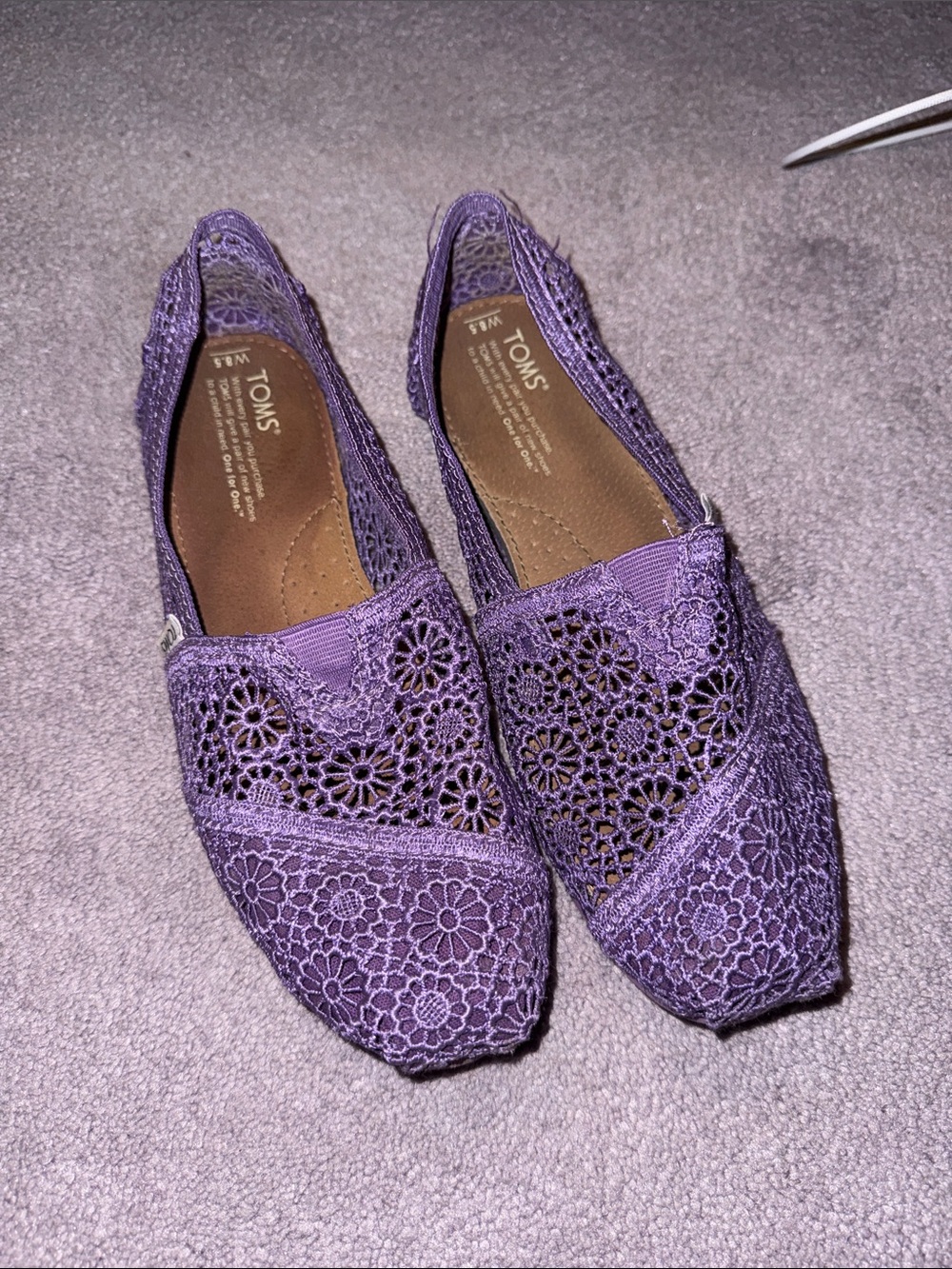 Toms Women's Purple Crochet Slip-On Flats